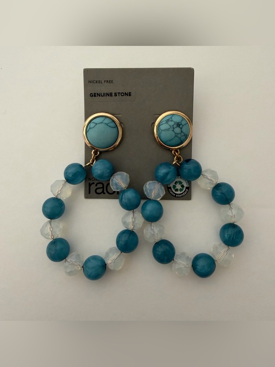 Nordstrom Rack Jewelry - Nordstrom Rack Blue Beaded Hoop Drop Earrings Genuine stone